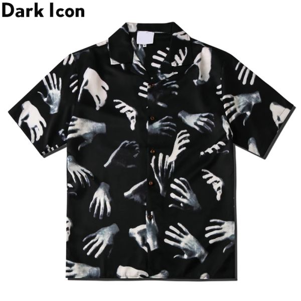 Slippers Dark Icon Imprimé Vintage Street Shirts For Men 2020 Summer Hawaiian Shirts Male Top