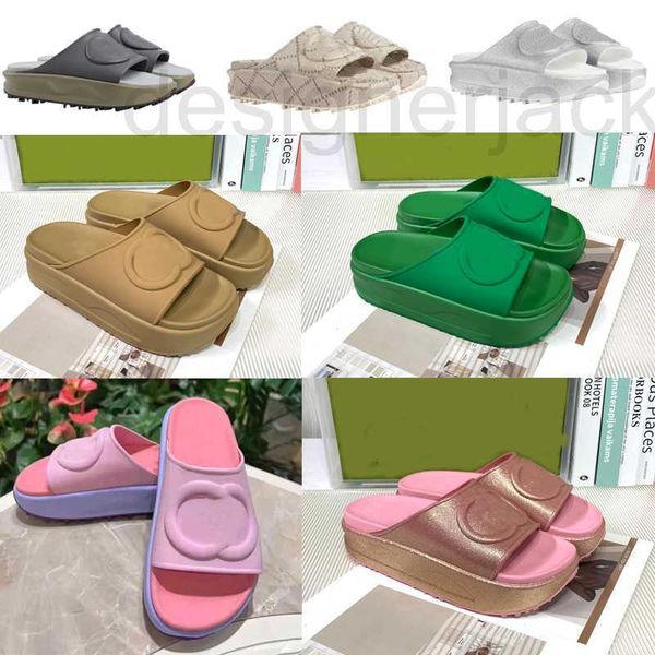 Zapatillas Diseñador 2023 Fondo grueso Zapatillas de playa Moda Verano Mujeres EVA Soled Miami Diapositivas Sandalias Planas Casa Rosa Blanco 35-45 PJC3