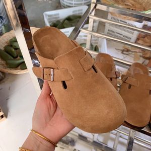 Pantoufles Designer Boston Sandales diapositives Sabots Birks Hommes Femmes Pantoufle Semelle Douce Cuir Suédé Boucle Sangle Chaussures Extérieur Châtaigne Gris Liège Plates-Formes Woody Mule