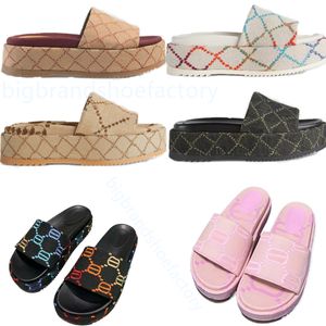 Slippers Designer Slippers Sandalen Slipperglaasjes Summer Beach Slide Dames Sandalen Heren Slippels Slippers Luxe schoenen Flat Dikke bodem borduurschoenen 35-45