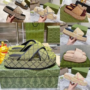 Slippers Designer Slipper voor dames Slides Sandaal Platte sandalen Zomerschoenen Klassiek merk Dik Casual Dames Buitenslippers Sliders Strand klittenband sandalen GG Flora