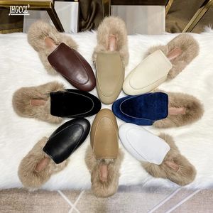 Pantoufles Pantoufles de créateur manteau de mode pour femme baotou Muller chaussures cheveux de lapin demi-pantoufle chaussures décontractées T15 231219