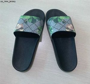 Slippers Designer Slippels Slides schoenen Slide zomer platte slipper met correcte groene doos slang print lederen rubber sandaal mannen dames stofzak kaart J230525