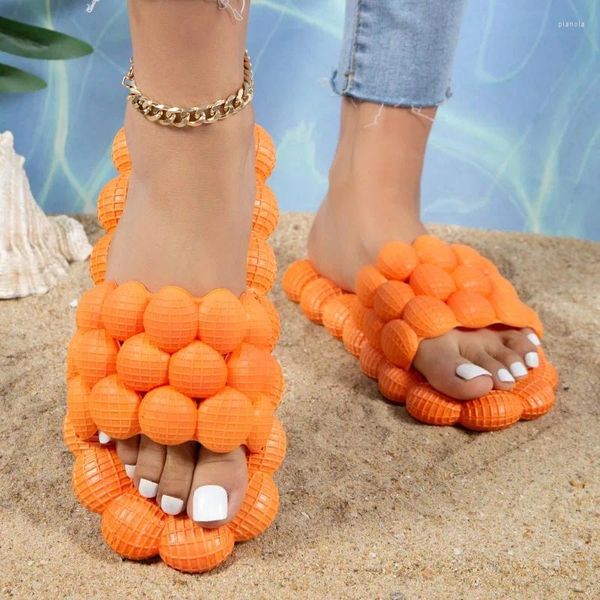 Zapatillas Diseñador Mujer 2024 Soft Bubble Fashion Home Beach Sandalias Lady Masaje interior Zapatos de Mujer