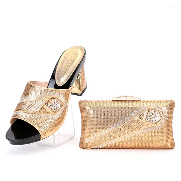 Pantoufles diamant cristal femmes chaussures sacs de chaussures italien plus taille d'été violet rose rose en gros fit fête de fête de mariage slipper de mode