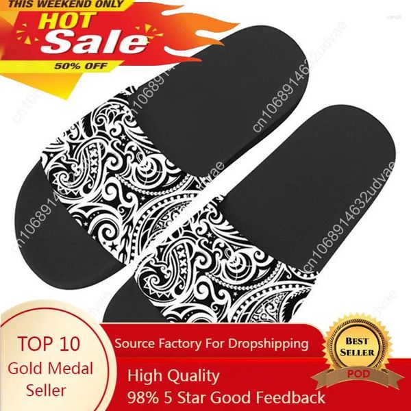 Zapatillas Dogintheholeblack Tribal Tribal Home Slipper para mujeres Sandalias de moda Sandalias Damas Femeninas de playa casual zapatos de tobogán