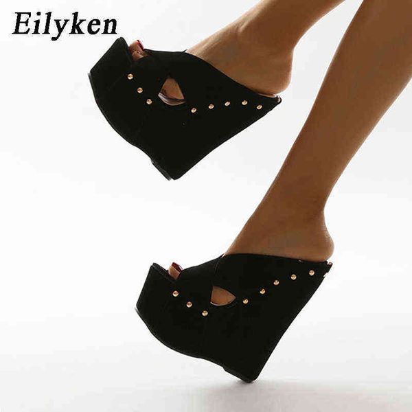 Pantoufles Eilyken Nouvel Été Femmes Peep Toe Plate-Forme Compensées Sandales Mode Ultra Talons Hauts Femme Chaussures Pompes Taille 35 42 220308