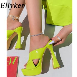 Slippers Eilyken Plus Size 35 42 Zomer Platform Vrouwen Hoge Hakken Dames Mode Elegante Vrouwelijke Sandalen Slides Schoenen 230207