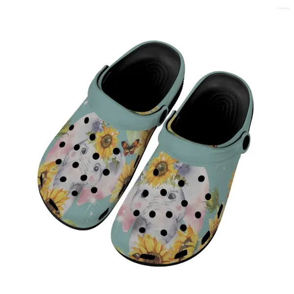 Slippers Elephant with tournesol design Fashion Women Sandales Casual Breathable Home For Teen Girls Outdoor Beach Tlides Mujer