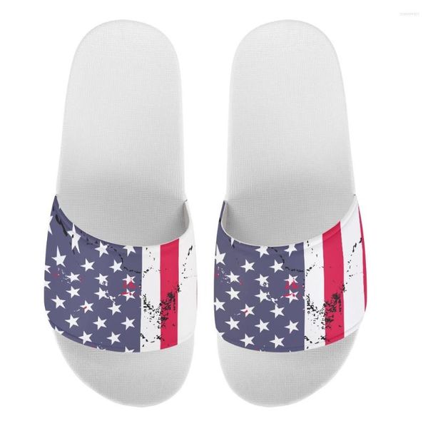 Pantoufles ELVISWORDS femmes été tongs drapeau américain modèle décontracté dames maison sandales appartements confortables femmes