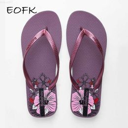 Pantoufles EOFK femmes pantoufles plage été tongs créateur de mode dames violet maison femme diapositives L230725