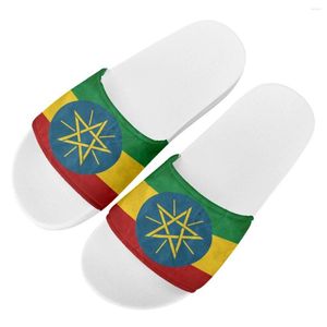 Zapatillas de verano con estampado de bandera de Etiopía para mujer, chanclas antideslizantes de EVA suave para exteriores, zapatos planos para baño y ocio en interiores, Zapato