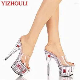 Slippers Europe and the United States Princess Shoes 15 cm Super High Heels Runway Slipper Antisiskid Peep-Toe Dance