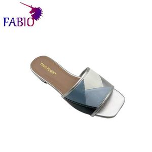 Slippers Fabio Penny Italian Design Patch Work Multi-couleur à la mode et confortable Dîner décontracté Sliant J240402