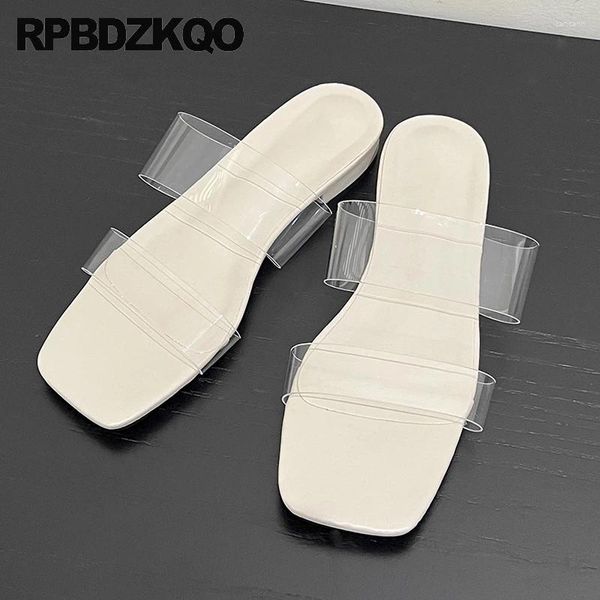 Slippers Famous Slides Metallic Pvc Confort Transparent Femmes Tendance Tendance Clear Fashion Sandales Italien Open Toe Shoes Flats