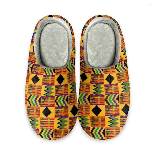 Pantoufles Mode Africain Imprimer Femmes Maison Style Ethnique Culture Design Appartements Chauds Pour Adolescentes Filles Dames Confortables 2024