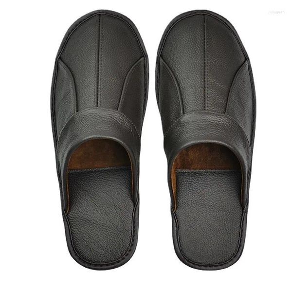 Slippers Fashion Automne Hiver Indoor Chaussures Men de l'homme Glissa Simple Leather Home for Men Woman Couple Mâle