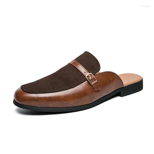 Pantoufles Fashion Business Leather Shoes British Style Half Large Breathable Men Sandals