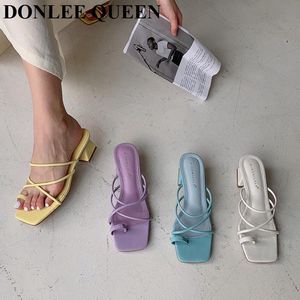 Slippers mode snoepkleur lage hakken sandalen dames flip flops merk smal band slipper elegante dia's schoenen zapatillas mujer