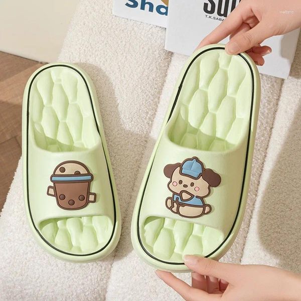 Zapatillas moda lindo patrón de dibujos animados de dibujos animados para hombres y mujeres chanclas de verano sandalias silenciosas de baño sin deslizamiento