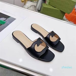 Slippels Fashion Ladies Designer Flat Sandals Leather Casual Beach Flip-Flops