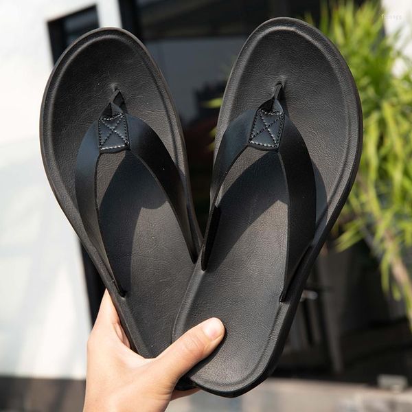 Zapatillas de moda hombres chanclas de cuero para zapatillas de verano clásicas en la playa hombre sin deslizamiento sin deslizamiento