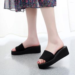 Hausschuhe Mode Offene spitze Sommer Pailletten Schuh Frauen Keil Rutschfeste Strand Damen Slipper