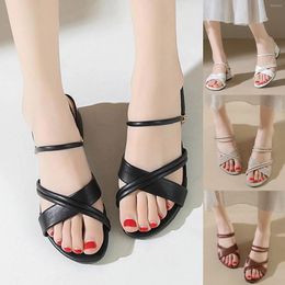 Zapatillas Fashion Spring and Summer Women Flip Flip Flip Color sólido Playa simple Flat Bottom Sandals Wedge