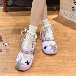 Slippers Fashion Star Round Toe Female Outwear 2024 Summer Y2k Mignon Vacation décontractée Kawaii Lolita Flat Heels Sandals Femmes