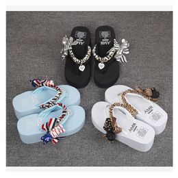 Slippers mode zomer wiggen slippers sandaal schattige beren ketting streep vlinderknoop dames schoenen buiten schoenen big size 230503