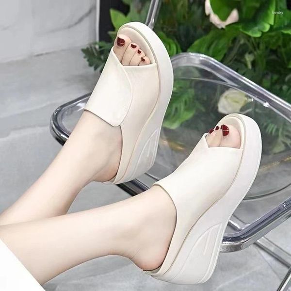 Slippers Fashion Wedge Women Shoes Summer Open Toe Platform for Outdoor Slip-On Foothing Hadames Sandales