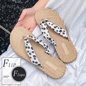 Slippers slippers flops dames zomer vlas linnen strand niet-slip kruisband sandalen vrouwelijke thuisschoenen handgeweven stro slippersslippers slippersslip