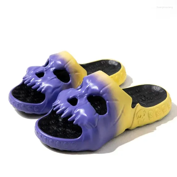 Zapatillas para hombres diseño de calavera de moda para mujeres toboganes de interior Eva Discolor zapatos