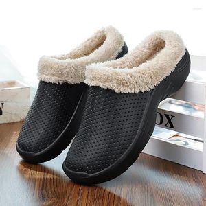 Pantoufles pour hommes hiver Plus velours coton chaussures plage intérieur extérieur conçu mode facile à nettoyer pantoufle hommes