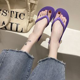 Zapatillas para verano interior hogar antideslizante ducha parejas suela gruesa zapatilla fresca flip fops sandalias púrpura