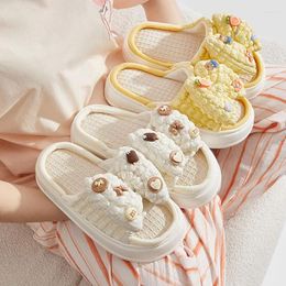 Slippers Four Seasons Migne Ant Spring / Automne Produit à nœud papillon La maison des femmes et le linge de latex épais semelle épaisse