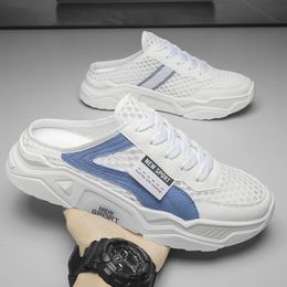 Pantoufles Fujieak demi-pantoufles confortables chaussures de marche respirantes mode maille chaussures pour hommes léger extérieur antidérapant pantoufles sans talons 231027