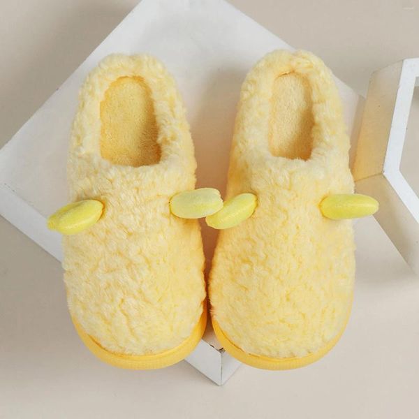 Zapatillas peludas para mujeres invierno lindo peluche de lujoso casa cálida al aire libre sólido grueso antiskid acogedor algodón