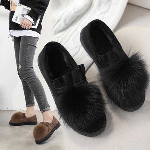 Pantoufles Furry Chaussures Fourrure De Renard Casual Paresseux Coccinelle Chaussures Nouveau Fond Plat Femmes Enceintes Printemps Et Hiver Plein Match Pea Chaussures à Vendre Z230805