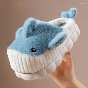 Slippers Fuzzy Cute House Animal Slides Warme Winter Indoor Slaapkamer Schoenen Dames Cloud Pluche Getextureerde Walvis Voor Dames