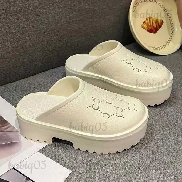 Pantoufles G Family Baotou Hole Shoes Pantoufles à semelle épaisse pour femmes pour un port externe 2023 Chaussures de plage d'été Chaussures à semelle Matsuke pour femmes Populaires sur Internet T240301