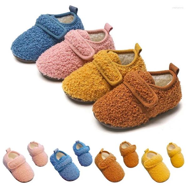 Zapatillas Zapatos de niña Bebé Zapato de algodón 2024 Otoño Invierno Cómodo Cálido Niño Plus Hogar Unisex Lana Lindo