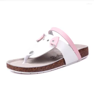 Pantoufles filles et garçons unisexe Zoris chaussures tongs liège bois EVA semelle Patchwork animal mignon plat plage été rose diapositives