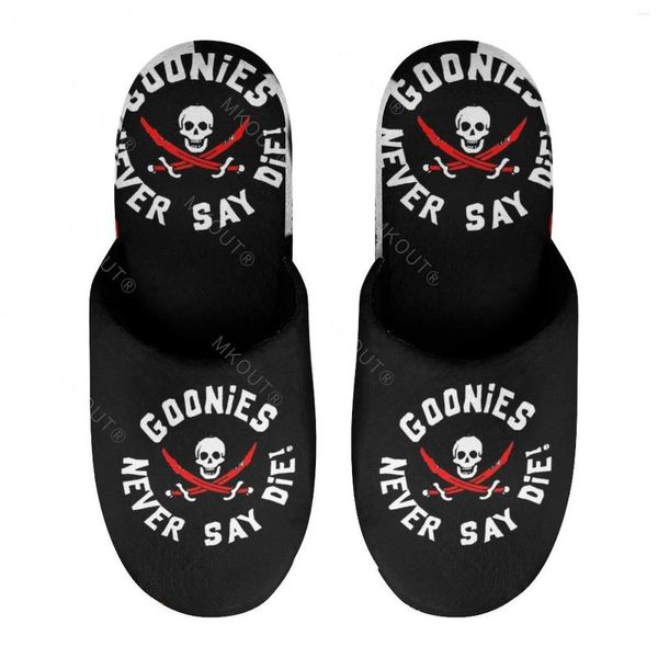 Zapatillas Goonies Never Say Die (5) Algodón Cálido Para Hombres Mujeres Suela Suave Gruesa Zapatos Esponjosos Antideslizantes Zapato De Casa Interior