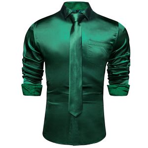 Slippers groene geruite splicing contrasterende kleuren lange mouwen shirts voor mannen designer stretch satijn tuxedo shirt heren kleding blouses
