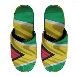 Pantoufles drapeau de Guyane (1) en coton chaud pour hommes et femmes, semelles épaisses et douces, chaussures moelleuses antidérapantes, maison d'intérieur El