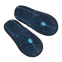 Slippers Halloween Spider et Web Slipper for Women Men Men Fluffy Winter Warm Intérieur