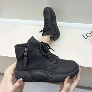 Zapatillas hechas a mano Retro Otoño Invierno Botines para mujer Suela de goma suave Casual Zapatos planos cálidos Damas de cuero corto 231129