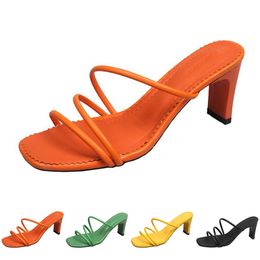 Pantoufles talons mode femmes gai chaussures hautes sandales triples blanc noir rouge jaune vert brun couleur 90 353 183 79 935