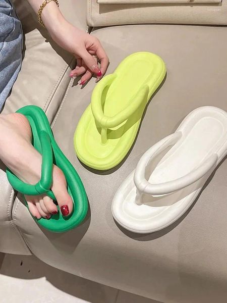 Zapatillas De Espiga Para Mujer Con Suela Blanda Y Sensación De Pisar Heces Sandalias De Color Caramelo Zapatos De Playa